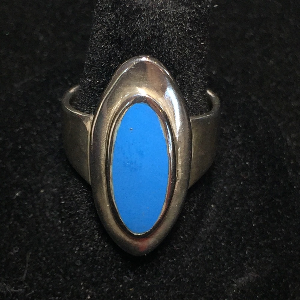 Sterling Silver Blue Stone Ring 7 1/2.